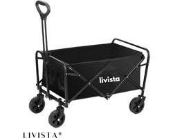 Livista ® - Bolderkar Opvouwbaar - Verstelbare Hendel - 80KG Draagkracht - 115L Inhoud - Krachtig & Compact - Zwart