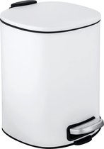 Cosmetica-pedaalemmer met 5 liter volume, hoogwaardige vuilnisemmer voor de badkamer met Easy-Close-mechanisme, van gelakt staal, 20,5 x 27 x 24,5 cm, wit
