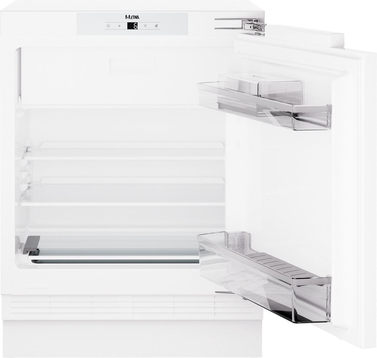 ETNA KVO682 - Onderbouw koelkast met vriesvak, 82 cm - Elektronische Thermostaat - Energieklasse E - LED display - Supercool - FastFreeze - Transparante Groentebak