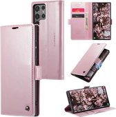 CaseMe - Étui de téléphone adapté pour Samsung Galaxy S24 Ultra - Étui portefeuille à rabat - Fermeture magnétique - Rose