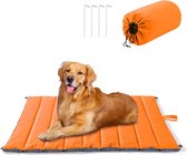 Outdoor hondenbed, opvouwbare waterdichte hondenmat, huisdierbed, 120 x 100 cm, draagbaar outdoor camping hondenbed voor picknick, wasbare hondenplaats met katoen voor middelgrote honden - oranje, XL