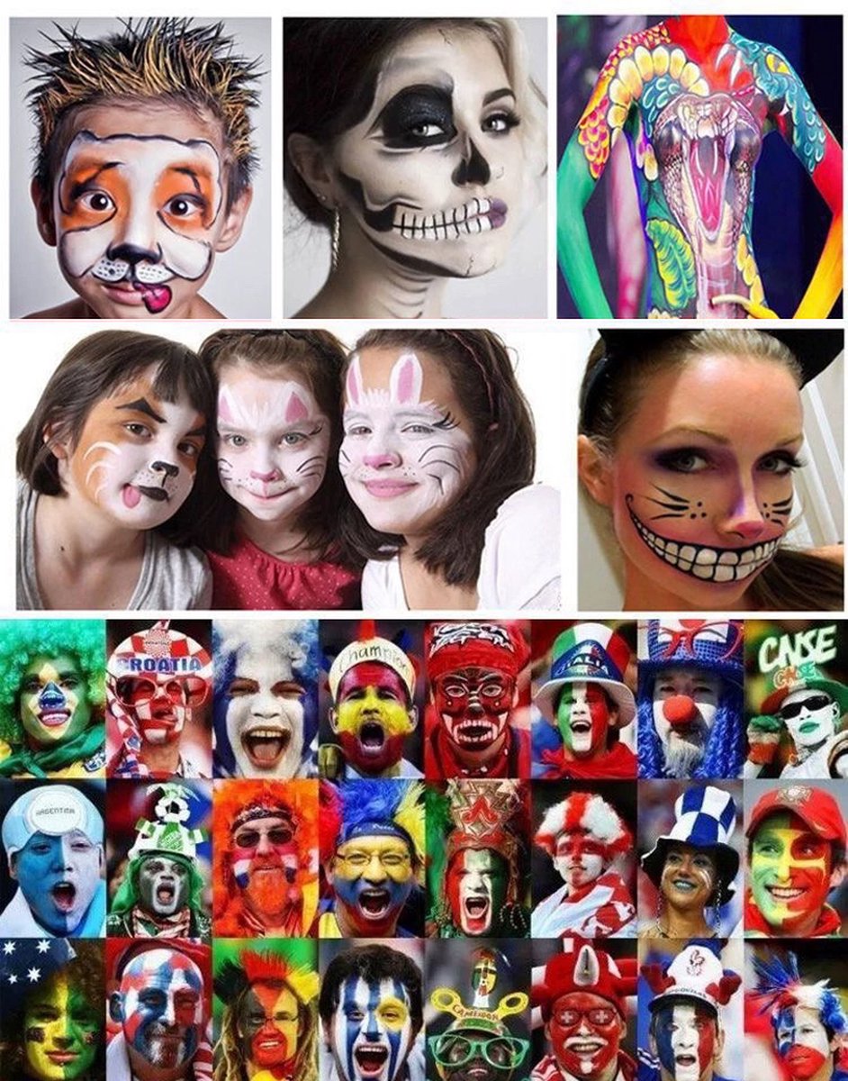 Meedeer Schminkset Kinderen-Schminkset-Make up Kinderen-20 kleuren & 3 penselen - Grime schmink op waterbasis — afbeelding 5