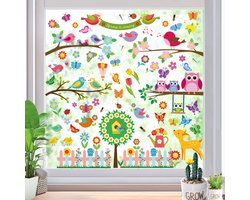 Statische raamsticker vogels op tak | 9 vellen | vogels | vlinders | bloemen | lente | Statische Raamfolie | Dubbelzijdig bedrukt | Tulp | Tuin | Poster | Raamdecoratie | Raamfolie | Woonkamer | Huis inrichting | Stickerkamer®