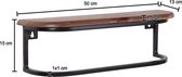 Rootz Moderne Industriële Wandplank - Zwevende Plank - Massief Hout - Metalen Frame - Opbergruimte - Handgemaakt - Uniek - 50cm x 15cm x 13cm