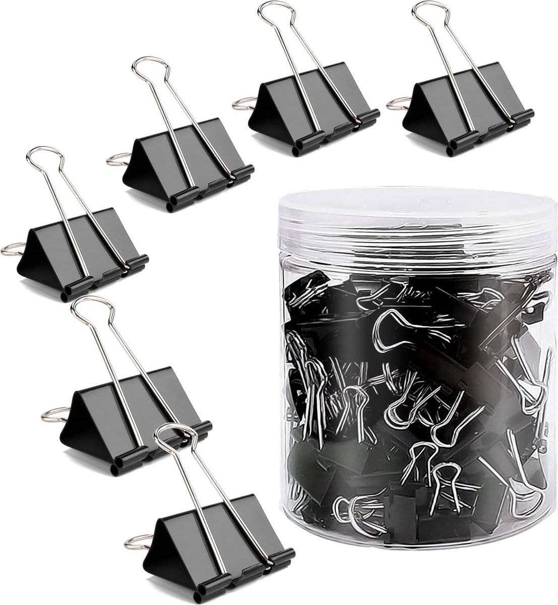 Goedkoopste 100 stuks foldback klemmen, 25 mm, zwarte binderclips, metalen klemmen voor kantoor, school, brief, paperclips, kantoorbenodigdheden