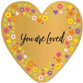 Wenskaart - You are loved - liefde - moederdag - valentijn - XL kaart - Hart van goud - Artige - wenskaart met standaard