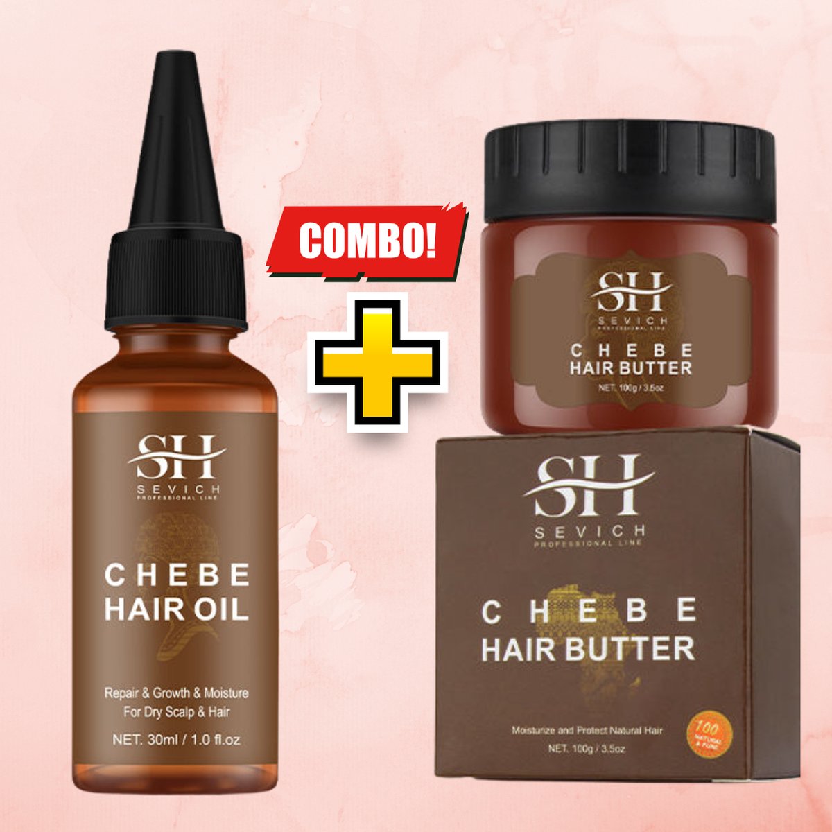 CHEBE SUPER COMBO - Chebe Oil + Chebe Hair Butter - Dr. Sebi