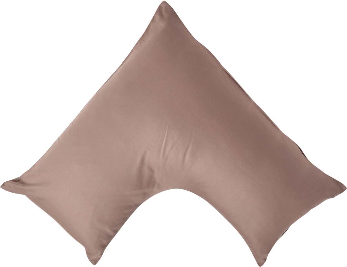 Homescapes Biologische Katoen V-Kussensloop - Bruin - 100% Egyptisch Katoen Satijn - 400TC - 38 x 76 cm