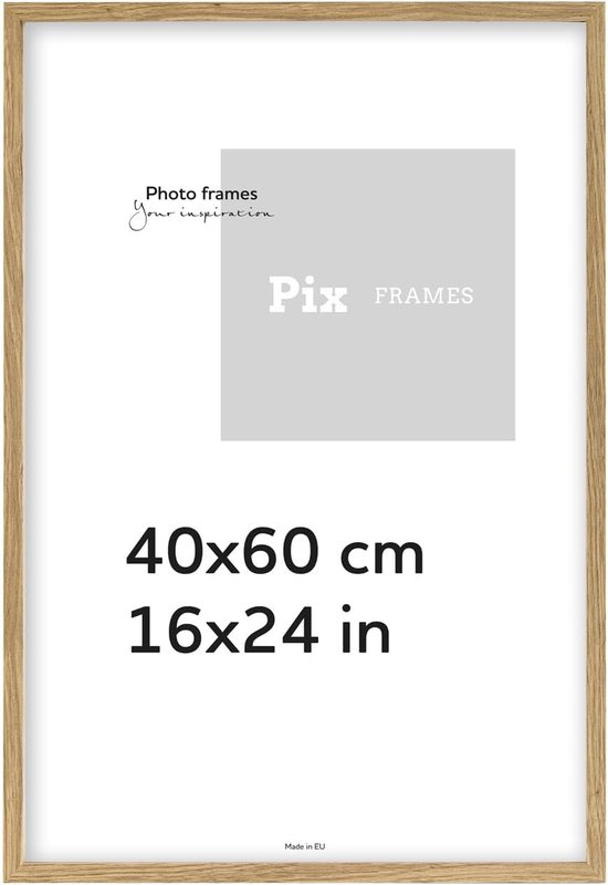 Fotolijst 40x60 cm - houten frame voor foto - lijst met plexiglas - lijst om op te hangen - moderne fotolijst - eiken