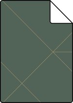 Proefstaal ESTAhome behang grafische lijnen donkergroen en goud - 139212 - 26,5 x 21 cm