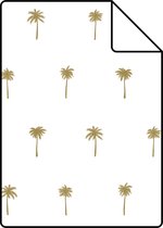 Proefstaal ESTAhome behangpapier palmbomen wit en goud - 139158 - 26,5 x 21 cm
