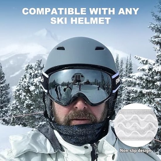 JetBlaze Lunette Ski Hommes Femmes Lunettes De Ski Pour Porteurs Lunettes De Snowboard Lunettes De Ski Adulte De Protection OTG UV400 Compatible Avec Casque Anti Buée Lentille Cylindrique Miroir