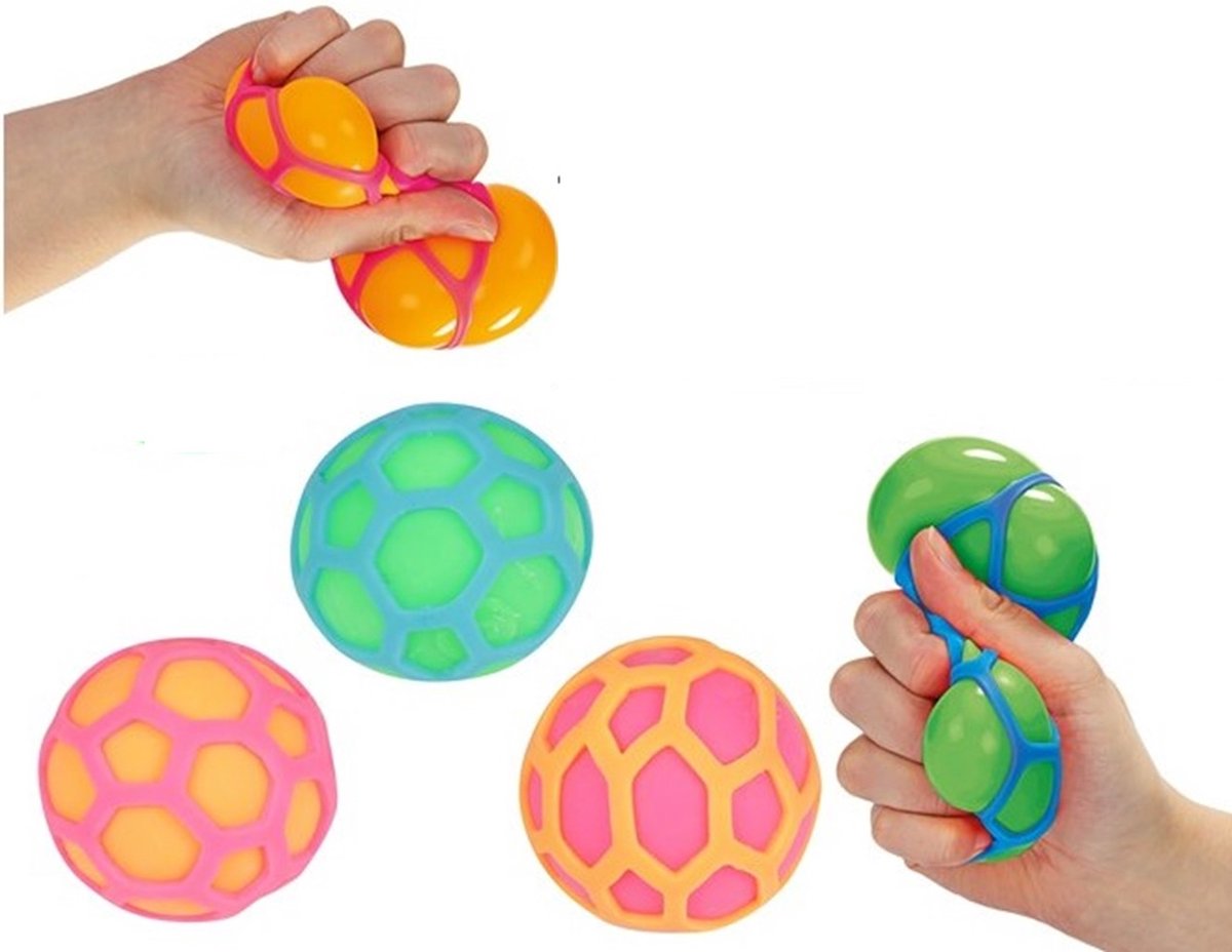 Hexagon stressbal 7 cm - 1 exemplaar - Knijpbal - Fidget - Kinderen - Volwassenen