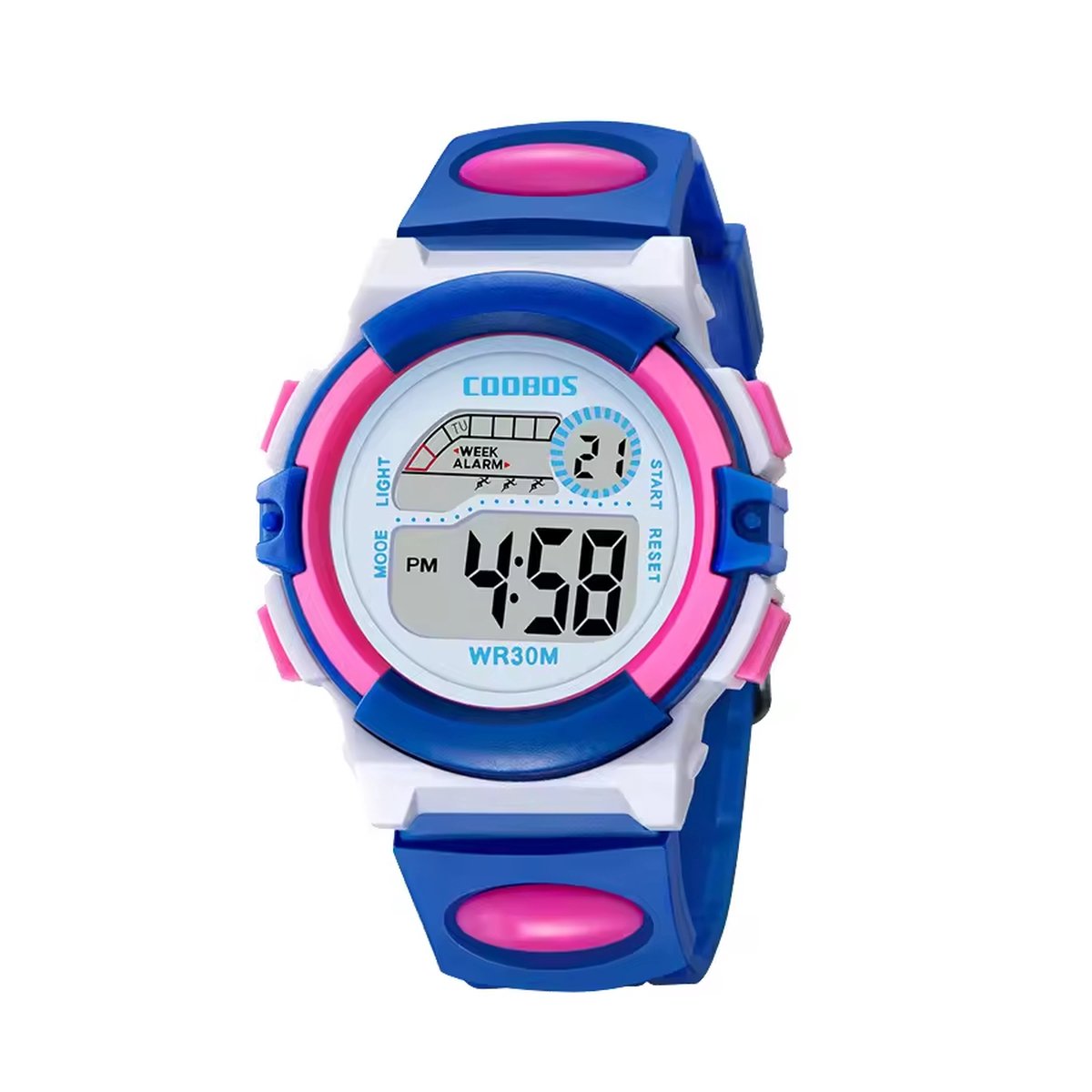 Digitaal Kinderhorloge - Blauw-Roze | PVC Kunststof | 38 mm | Fashion Favorite