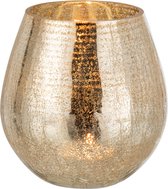 J-line Windlight Forme d'oeuf Crackle Glas Goud Small