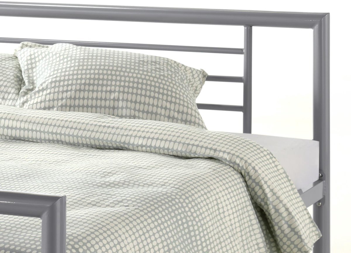 Rousseau Bed Sandro Grijs – 160 x 200 cm – Metalen Bedframe – Inclusief Lattenbodem - Rousseau