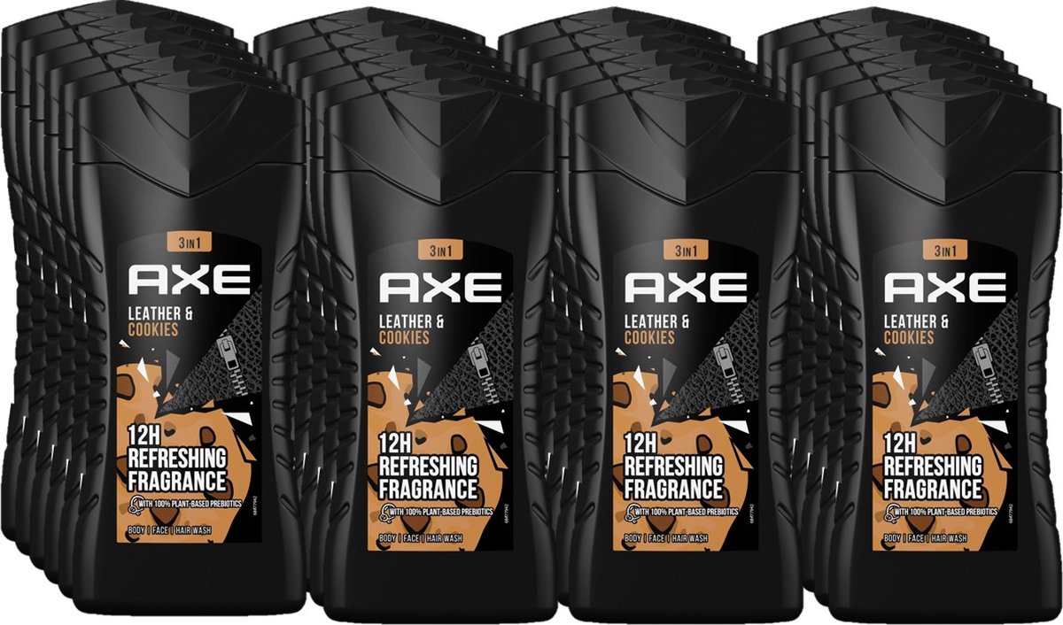 Goedkoopste Axe Leather & Cookies 3-in-1 Douchegel - 24 x 250 ml - Voordeelverpakking