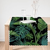 Bedrukt Velvet textiel Tafelloper 65x240 cm - Palm bladeren - Fluweel - Runner