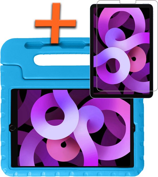 Hoes Geschikt voor iPad Air 2024 (11 inch) Hoes Bumper Kindvriendelijk Kids Case Kinderhoes Met Screenprotector - Hoesje Geschikt voor iPad Air 6 (11 inch) Hoesje Shockproof Cover Hoes - Blauw