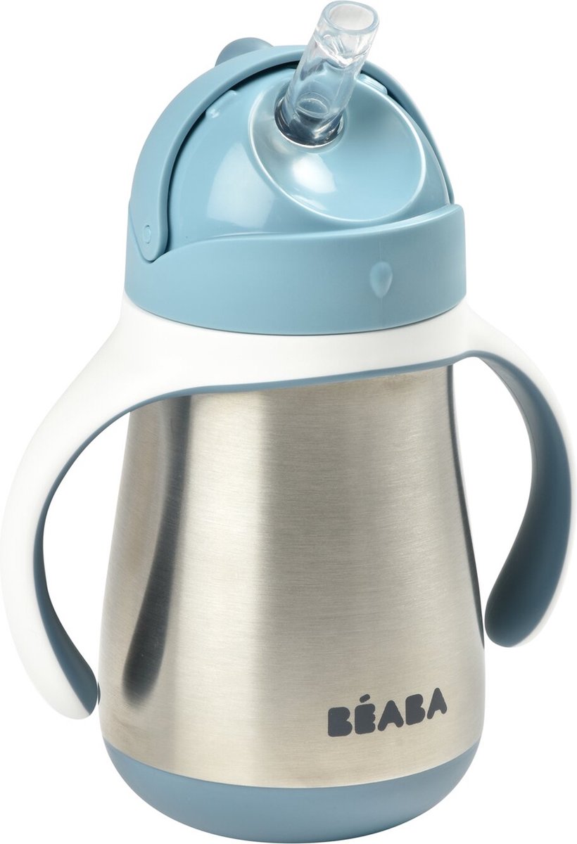 Goedkoopste Béaba Rietjesbeker - Drinkfles - 250 ml - Dubbele Wand & Lekvrij - RVS - Vanaf 8 maanden Blauw
