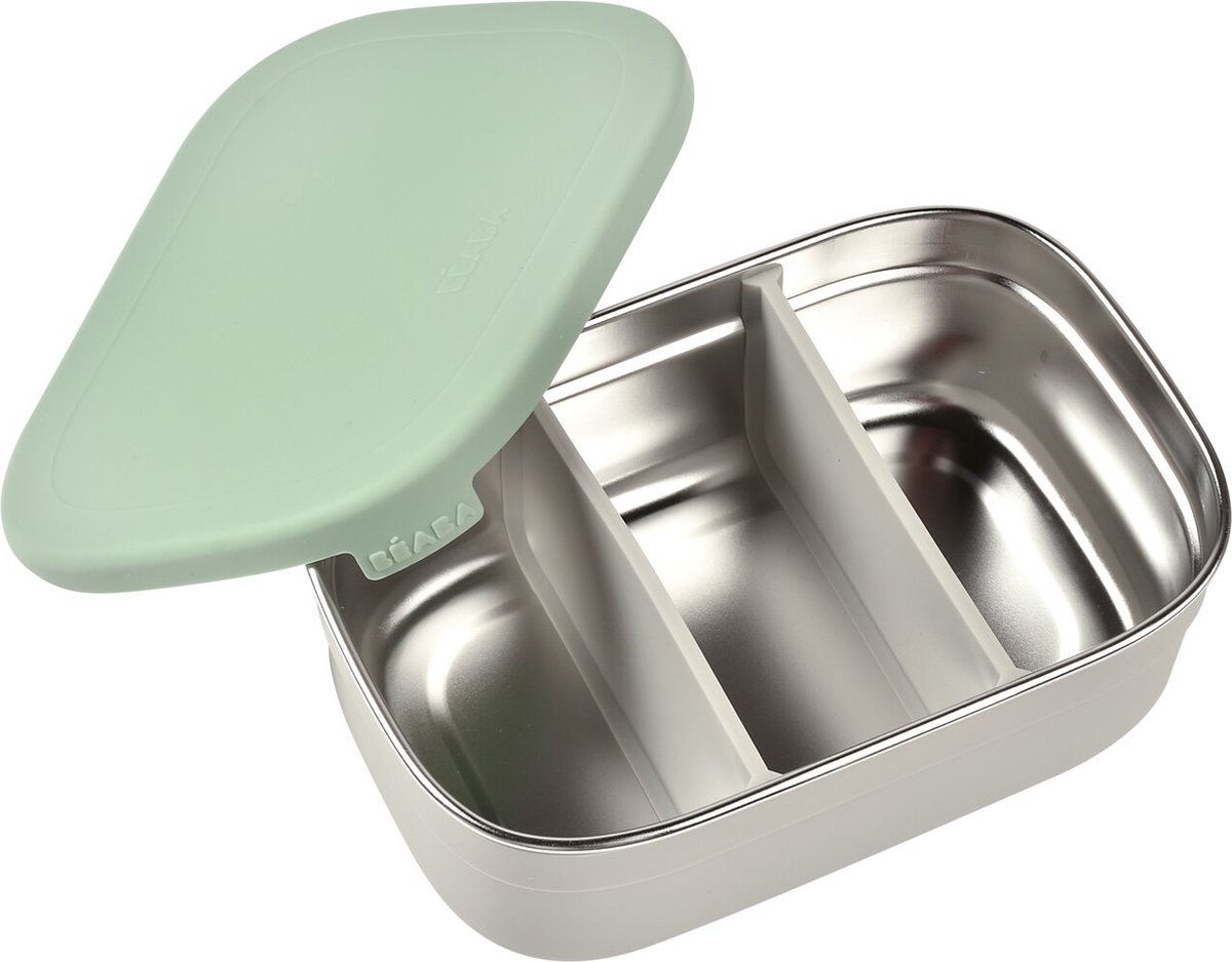Goedkoopste Beaba - Broodtrommel - Brooddoos - Lunchbox - RVS - Siliconen - Olijf