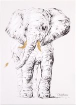Schilderij - Olifant + Goud - 30x40 Cm