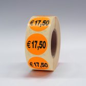 “€17,50” Prijs Stickers op rol 35mm oranje - 1000ex.