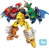 Ainy - Nanoblocks 6in1 Jurassic Star Light Dinosaurus Transformers | Dino Wars | Auto bots Beasts World | Classic Creator STEM speelgoed technisch robot bouwpakket | 670 bouwstenen (niet compatibel met Lego of Mould King)