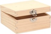 Glorex hobby kistje met sluiting en deksel - hout - 13 x 13 x 7 cm - Sieraden/spulletjes/sleutels - Opberg kistjes