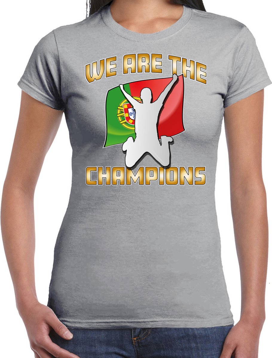 Bellatio Decorations Verkleed shirt voor dames - Portugal - grijs - voetbal supporter - themafeest XXL