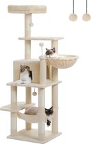 AM Products - Krabpaal met hangmat - 151 cm hoog - Beige/Naturel kleur - Geschikt voor grote katten - Kattenboom
