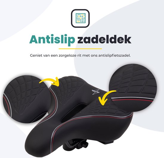 Voltano Zen Fietszadel Met Antislip Gelpads - Zwart / Rood - Uitsparing - Inclusief Zadelstrop - Unisex