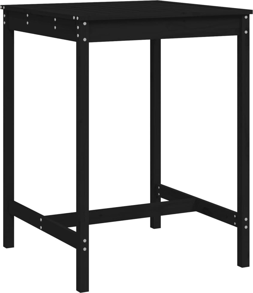 Zwarte massief grenenhouten tuintafel van 82,5x82,5x110 cm.