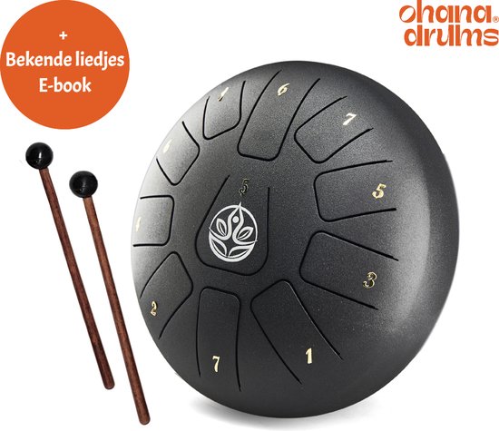 Ohana Drums® Handpan 20 cm Onyx Zwart – Tongue drum – Klankschaal – 11 ...