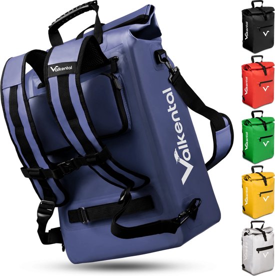 Valkental - ValkOne - Blauw - 3in1 fietstas - Geschikt als bagagetas, rugzak en schoudertas - Waterdicht & Reflecterend - 23L