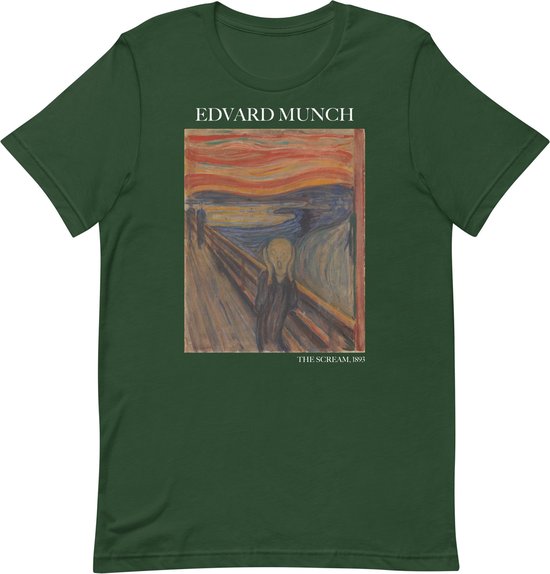 Edvard Munch 'De Schreeuw' ("The Scream") Beroemd Schilderij T-Shirt | Unisex Klassiek Kunst T-shirt | Rood | XS