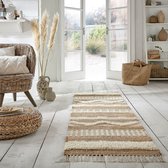 Flycarpets Loper Medina Modern Jute - Laagpolig Vloerkleed - Naturel / Creme - 60x230 cm