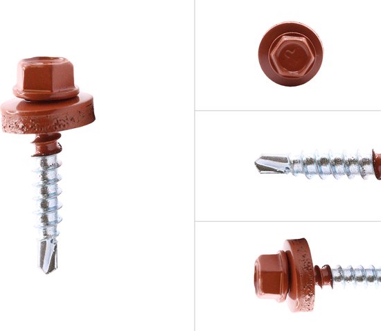 Zelfborende schroeven 4,8 x 50 mm Verzinkt Zeskantkop met 14 mm ring