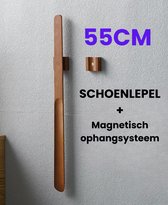 Schoenlepel lang - 55cm - Hoge Kwaliteit - Schoenlepels - Magnetisch - Ophang Systeem - Hout - Vintage Style