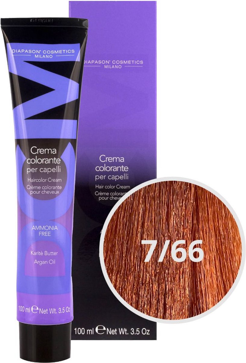 DCM Hair Color Cream Ammonia Free 7/66 Copper 100ml