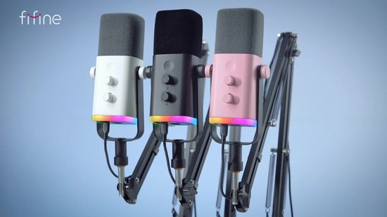 Fifine - AM8T - Microphone Studio USB/XLR - PC- Gaming Avec Bras Flexible (66cm !) - Convient pour PC/PS4/PS5 - RVB - Podcast - Gaming - Streaming - Zwart