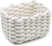 Katoenen touwmanden met handgrepen - Decoratieve opbergmanden voor kinderkamer - Wit klein blanket basket