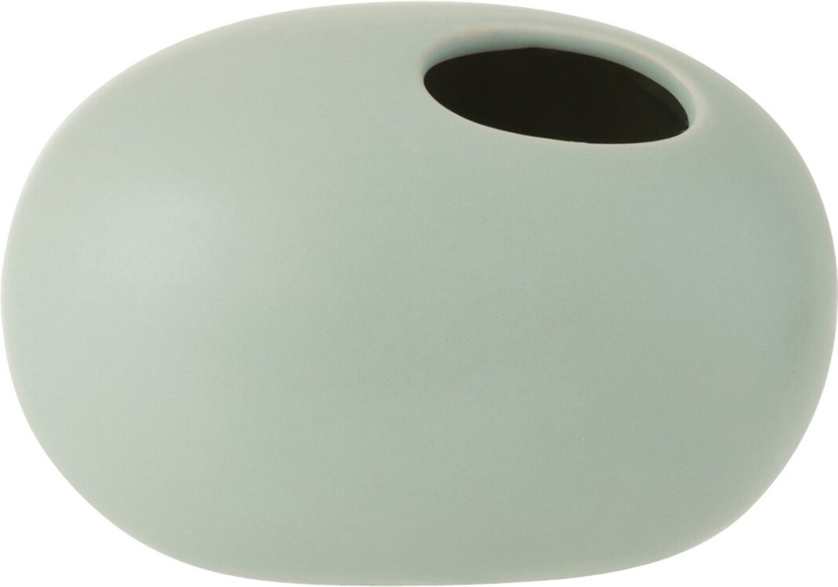 J-Line vaas Ovaal - keramiek - pastel groen - small - 2 stuks - Ø 10 cm
