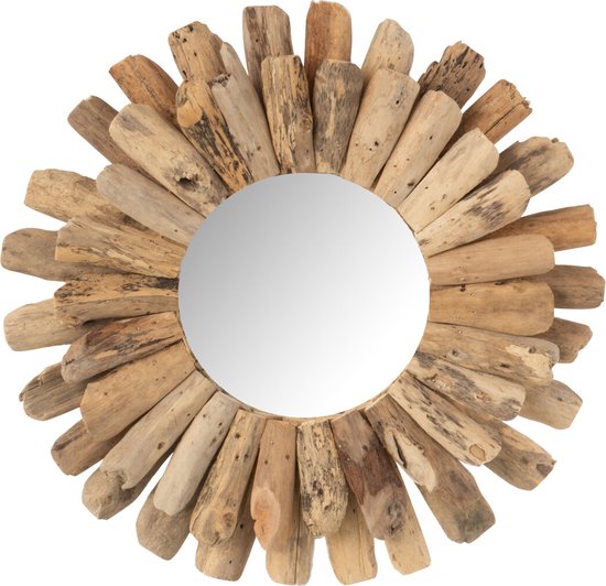 J-Line spiegel Rond - hout - naturel - small