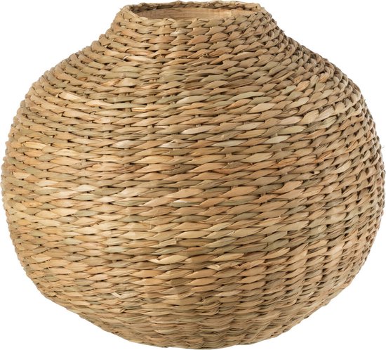 J-Line Vaas Kort Decoratief Zeegras/Bamboe Naturel - 23 cm hoog