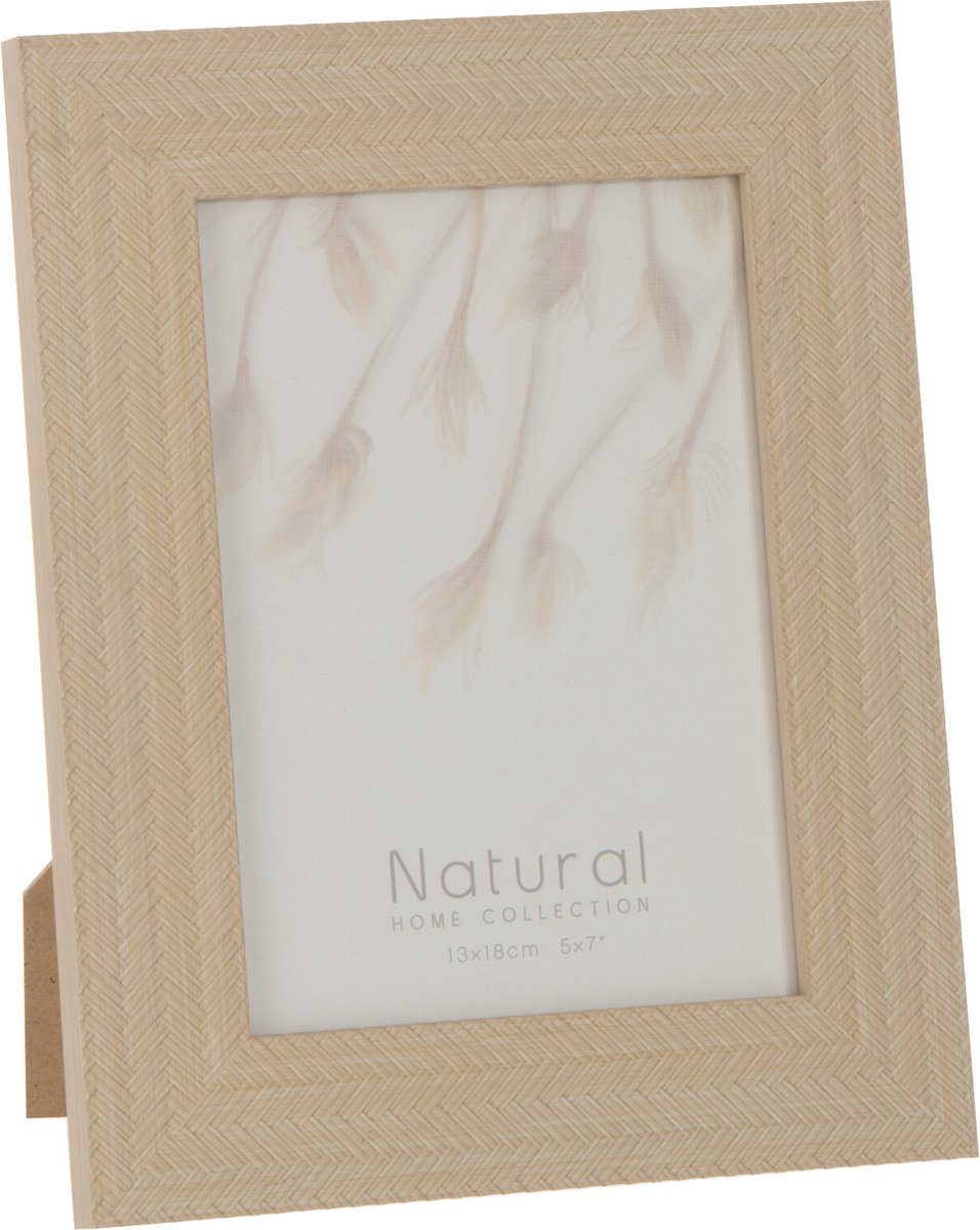 J-Line fotolijst Gewoven - hout - lichtbeige - 2 stuks