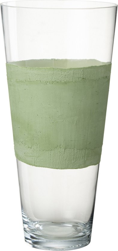 J-Line vaas Delph - glas - transparant/groen - medium