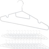 Metalen kledinghangers set van 24 met rubberen antisliplaag en broeklat inkepingen, lichtgrijs*Toegevoegde zoekwoorden: kledinghangers, broeklat kledinghangers