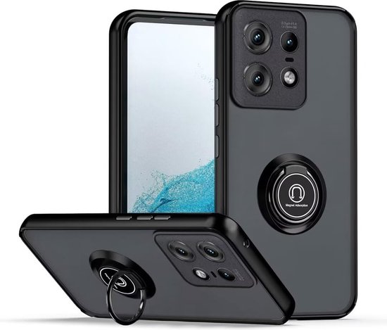 Coque Motorola Moto Edge 50 Pro 5G Avec Support Rotatif 360° - Marque LAILIQI - Noire - Neuf