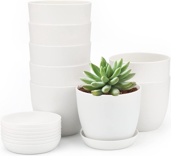 DOITOOL Plastic plantenpotten, kweekpotten, 15 cm, rond, kunststof, kweekpotten voor planten, bloempotten voor zaailingen en stekers (diameter 150 mm